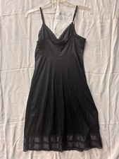 Vintage Sears full slip Size 36 solid Black lace trim