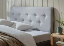 Skandi Small Double Headboard - Light Grey | Grey Fabric Bed Headboard Modern