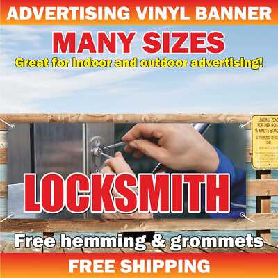 LOCK SMITH Advertising Banner Vinyl Mesh Sign key cut hardware LOCKSMITH service