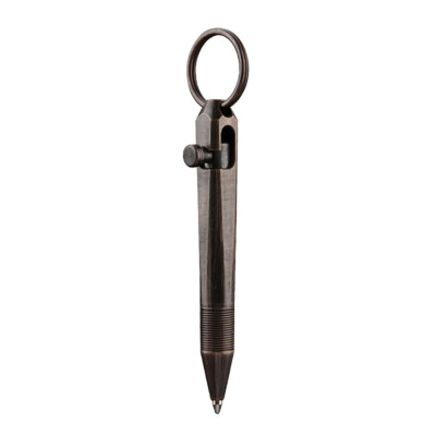 Mini Pocket Keychain Brass Bolt Action Ball Pen w/ 2pcs Refills