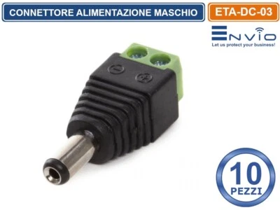 ENVIO CONFEZIONE 10 PEZZI CONNETTORE ALIMENTAZIONE MASCHIO CON MORSETTO POLARIZZATO