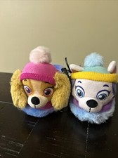 Paw Patrol Slippers Girls Size 7-8 Pink Sky Everest w/ Hats Slip On Shoes Dog