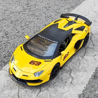 1:24 Yellow Lamborghini Aventador SVJ 63 Model Diecast Toy