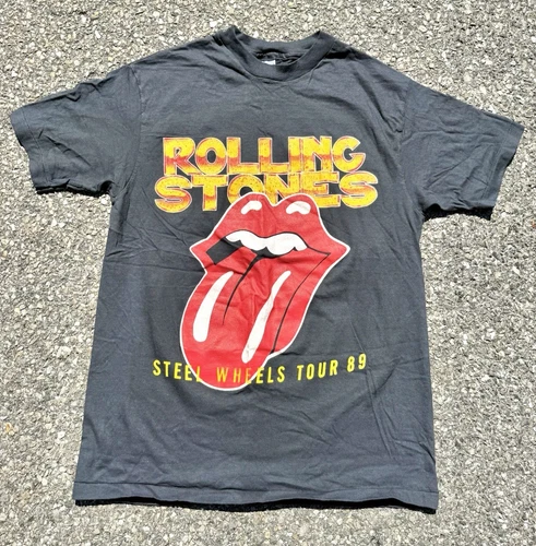 Rolling Stones Steel Wheels 80s Tour Rock Band T Shi 1980s vintage concert t-shirt, vintage, size M, single stitch, B+ condition
