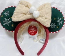 Tokyo Disney Resort Christmas 2025 Minnie Ears Headband Knit Ribbon NWT