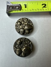 Vintage Buttons 2 Fruit Bronze Strawberries And Leaves