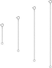 4Pcs 925 Sterling Silver Necklace Extender, Chain Extenders Bracelet Silvery 