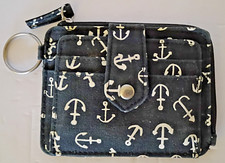 Nautical Anchor Wallet Coin Purse Keychain Zipper Card Holder Organizer Black Wh