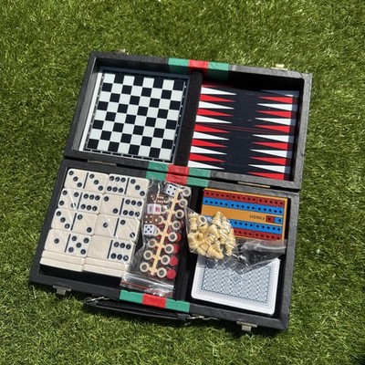 6 in 1 Spiele Kompendium Set in schöner abgeschnittener schwarzer Box - ideal für Reisen