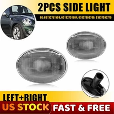 2X LED Side Marker Fender Light For Mini Cooper S R55 R56 R57 R58 R59 Clear Lens