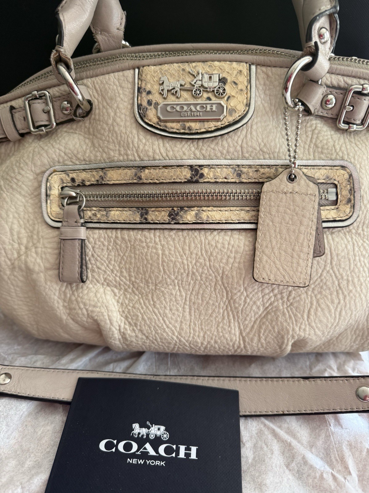 COACH Madison Embossed Python Leather Lindsay Sho… - image 1