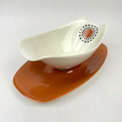 MCM Iroquois China Impromptu Ben Seibel El Camino Gravy Sauce Boat w/Underplate
