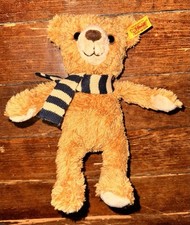 Steiff Carlo Teddy Bear 012341 Plush Blue Striped Scarf Stuffed Animal