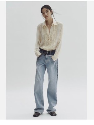 Stella Mccartney x H&M two tone straight leg jeans women size 14