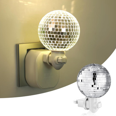 Disco Ball Night Light Plug into Wall, LED Plug in Mirror Ball Lamp, Compact Sil