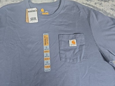 Carharrt T Shirt  Mens Size Large Tall Blue Logo Graphic W/ Pocket Work NEW
