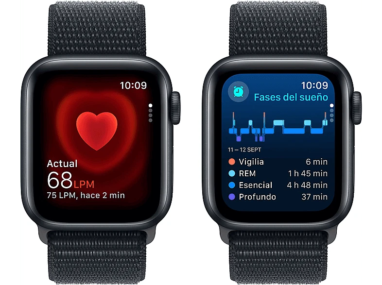 Apple Watch SE (2023), GPS, 40 mm, Caja de aluminio medianoche, Vidrio delantero - Imagen 3 de 4