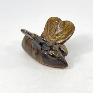 Vtg Studio Art Ark Pottery Bee Figurine Angela Glanville Brown Striped Signed 2"