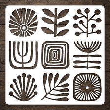 Reusable Abstract Floral Shapes Mylar Stencil for DIY Wall Art Stencil Template