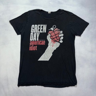 Vintage Green Day American Idiot T-Shirt Men's Large Black Rock Band Tee Y2K