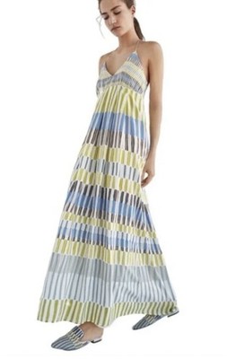 mei high split halter dress Luella Textured Halter Split Maxi Dress White