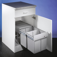 WESCO 8010111 Poubelle double Traditionline DS 360 S/400-2, gris aluminium