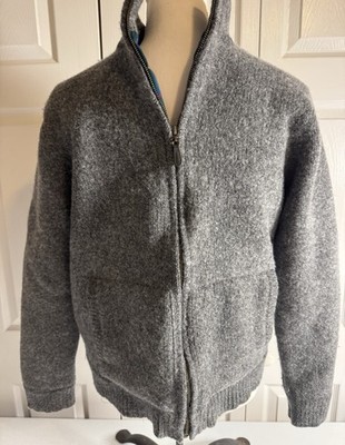 Men s Classic LL Bean Ragg Wool Sweater 100% Lambswool Flannel Plaid Lining Med