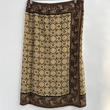 Sag Harbor Midi Wrap Skirt Sz 16 Brown Medallions Business Socials Career
