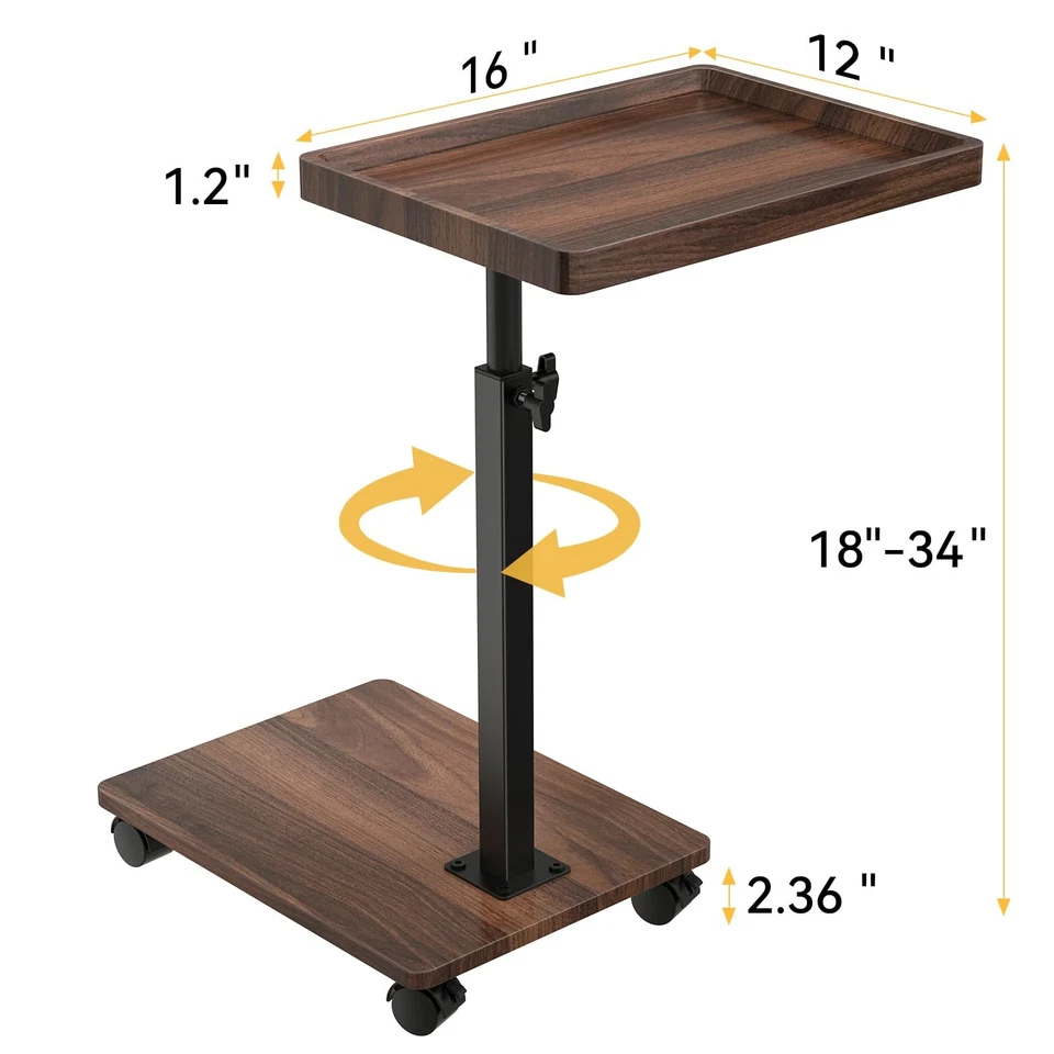 C Table End Table Adjustable Height, 360°Swivel TV Tray Table for Small Space... - Image 2 of 4