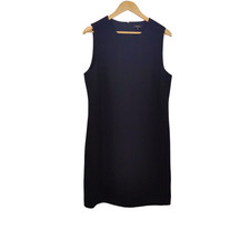 Quince Women Fluid Crepe Sleeveless Shift Dress Black M