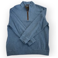 Jos. A. Bank Reserve XL 1/4 Zip Sweater Blue Cotton Knit Pullover
