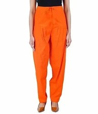 Women Orange Cotton Salwar Bottom Patiala Regular Paint Free Size Salwar