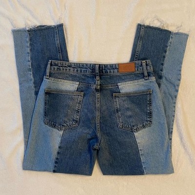 BDG Jeans Straight Leg Two-Tone Blue Color Block Size 27 Jessye Button Fly Urban