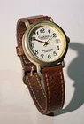 Vintage Timex Carriage Watch Women  Genuine Tooled Leather 7.5" Needs Battery