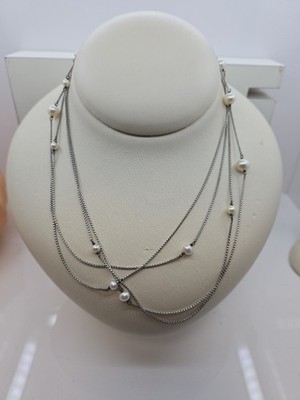 David Yurman Halskette, Bahnhof, 70 Zoll, Perlen, Sterlingsilber, neuwertig 