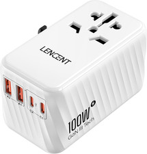 Universal Travel Adapter, 100W Gan International Fast Charger with 2 PD3.0 Type