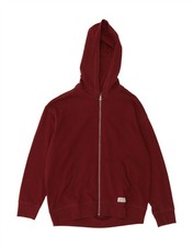 EDDIE BAUER Womens Oversized Zip Hoodie Sweater UK 14 Medium Maroon Cotton DT52