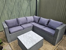 Rattan Garden Corner Sofa Set 5-Seat with Table For Outdoor Patio