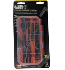 Klein Tools 65235 Deep Well Heavy-Duty Flip Socket Set SAE Ratchet Modbox Knect