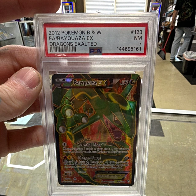 Pokemon Rayquaza EX 123/124 Dragons Exalted Full Art Holo PSA 7 Cert 144695161