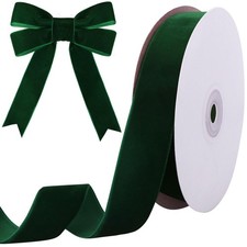 10 Yards Green Velvet Ribbon 1 Inch for Christmas Tree,Velvet Christmas Ribbo...