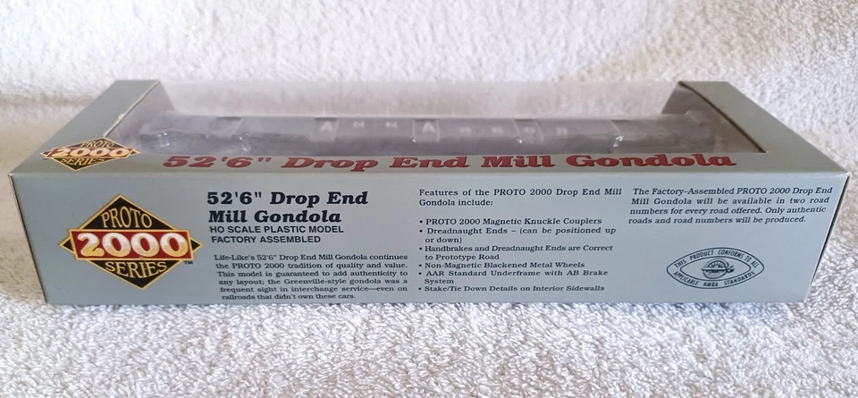 Proto 2000 HO Scale Ann Arbor 52’6” Drop End Mill Gondola, New in Box - Image 2 of 4