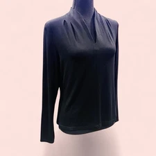 Whimsigoth Sleek Modern Preppy Minimalist  Fairy Stretch Fitted Black Blouse S