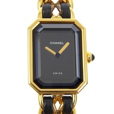 CHANEL Premiere S Watches H0001 blackDial Plated Gold/leather Quartz Analo...