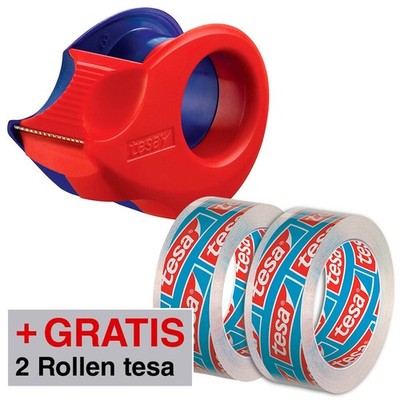 AKTION: tesa Klebefilmabroller Mini-Abroller rot/blau + GRATIS 2 Rollen...