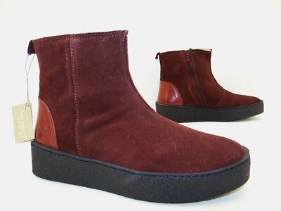 Ten Points Johanna Lammfell Stiefelette Stiefel Boots Damen Leder Gr.40 Bordeaux