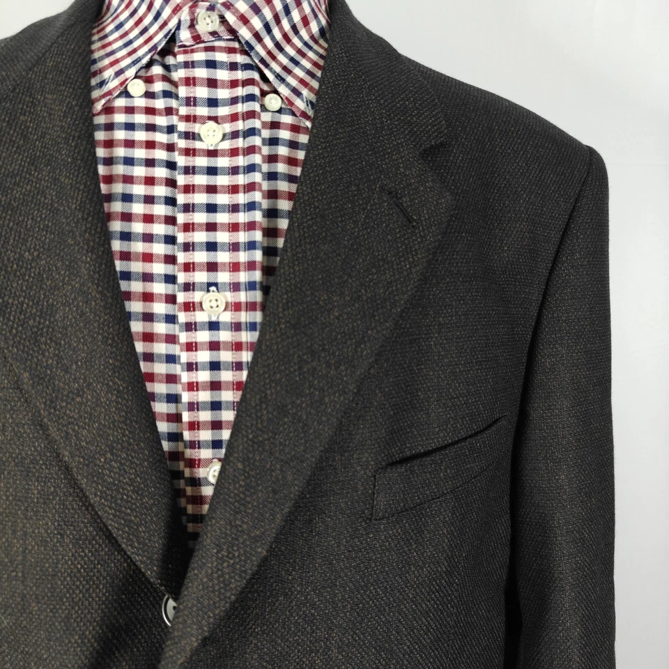 Casaco esportivo masculino Daniel Hechter blazer três botões marrom escuro lã penteada 46R - Imagem 3 de 4