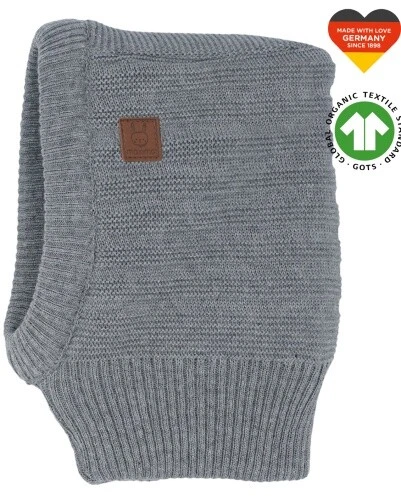 MAXIMO Schlupfmütze /Schalmütze in Grau Melange Strukturstrick reine BW für Baby's v. M
