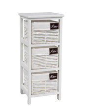 CASSETTIERA LEGNO VIMINI 3 CASSETTI CLASSICA SLIM SALVASPAZIO BIANCA 25*25*H60CM