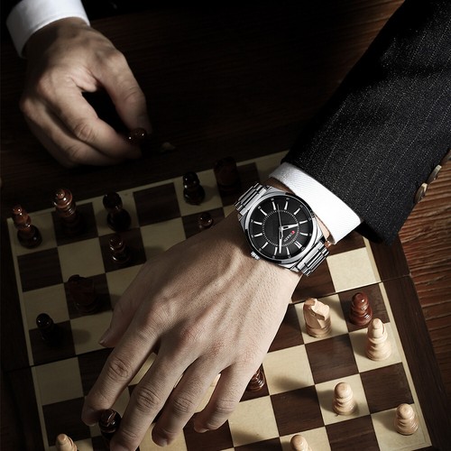 CURREN Relojes para hombre Reloj de pulsera informal de acero para negocios Hombre Cuarzo Reloj deportivo - Imagen 9 de 25